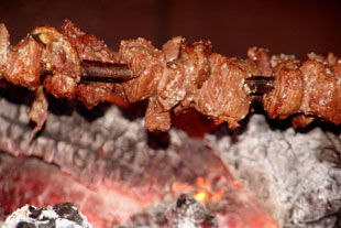 Espetada (meat-on-a-stick) in Madeira